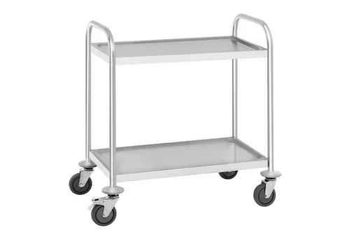 Royal Catering Servierwagen - 2 Borde Küchenwagen für bis zu 300 kg - Beistellwagen aus robustem Edelstahl, ideal für Gastronomie und Zuhause. Hohe Tragfähigkeit und praktische Nutzung als Teewagen oder Abräumwagen.