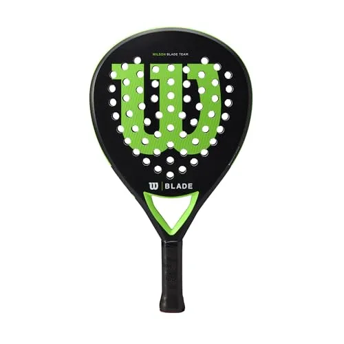 Wilson Blade Team V2 Padelschläger Schwarz - Tennisschläger für Anfänger und Fortgeschrittene, bietet Komfort und Kontrolle mit innovativer Sharp Hole Technology für verbesserten Biss und einen optimalen Sweet Spot.