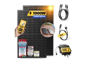 Balkonkraftwerk 1000W/800W - Steckerfertiges Solaranlagen-Komplettset mit Dachhalterung - Solaranlage für einfache Montage und sofortigen Stromspar-Effekt. Ideal für Balkon oder Garten, inklusive 5m Kabellänge für flexible Installation.