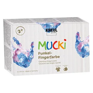 KREUL MUCKI Funkel Fingerfarben farbsortiert, 6 St.
