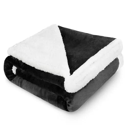 Pawsee Fleece Hunde Decke Flauschig Waschbar Sherpa Plüsch Kuscheldecke Hundebett für Katzen Welpen Katzen, Schwarz