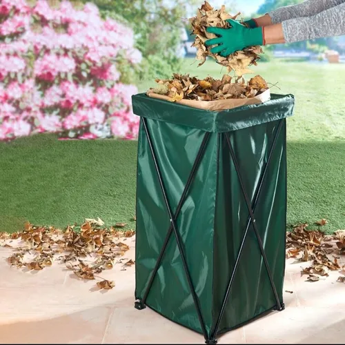 Gartenabfallsack Ständer - 180L Kompostsack für Gartenabfälle - Kompostbehälter mit 180L Kapazität, stabiler Kunststoff-Metall-Konstruktion, ideal für einfache Abfallentsorgung im Garten.