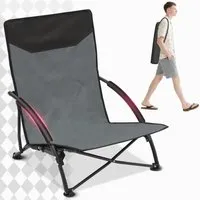 Sekey Klappbarer Strandstuhl mit Niedrigen Beinen und Gepolsterten Armlehnen - Leichter Outdoor Campingstuhl - Bequemer klappbarer Strandstuhl für entspannte Momente im Freien. Mit nur 2,85 kg leicht zu transportieren und aus strapazierfähigem Material gefertigt, bietet er hervorragenden Komfort und Stabilität für Strand, Garten und Camping.