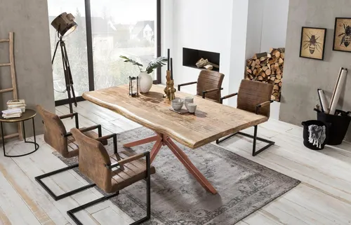 SIT Esstisch Tops&Tables mit Baumkante - Der rechteckige Esstisch »Tops&Tables« von SIT vereint industrielles Design mit einer einzigartigen Massivholzplatte. Die Baumkante macht jedes Stück zum Unikat. Stabilität und Stil vereint in einem FSC®-zertifizierten Möbel.