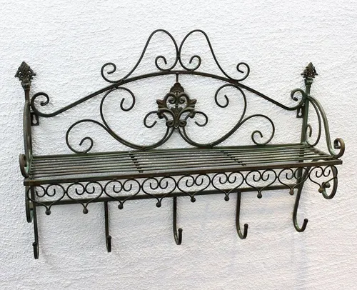 DanDiBo Wandgarderobe Metall mit Ablage 60 cm in grün von DanDiBo