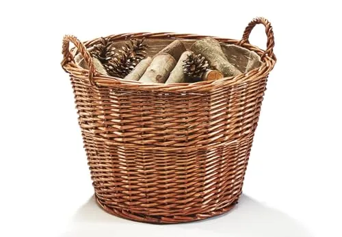 Kobolo Kaminholzkorb aus Weide mit Jutestoff von Kobolo