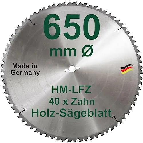 HM Sägeblatt 650 mm LFZ Flach-Zahn Hartmetall für Wippsäge - Hochwertiges HM Sägeblatt mit 40 Flachzähnen für präzise und schnelle Schnitte in Brennholz. Extrem stabil und langlebig, ideal für professionelle Anwendungen. Made in Germany.