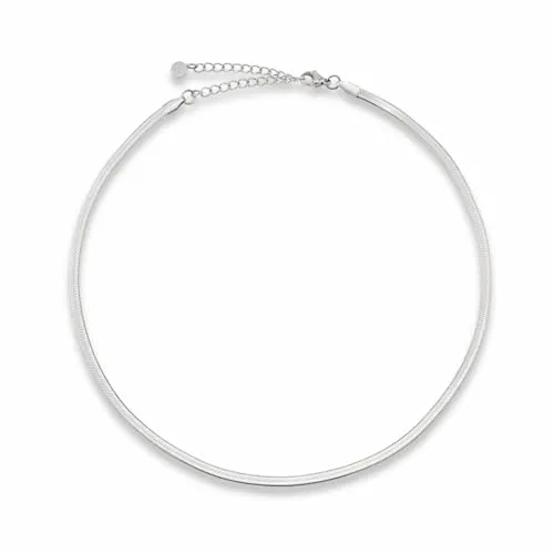 GD GOOD.designs Schlangenkette Silber - flache Sterling Silberkette ohne Anhänger I Silberne Edelstahl Choker 3mm breit - Wasserfest