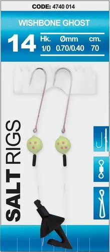 SPRO Salt Rig 14 Wishbone Ghost 1/0 Brandungsvorfach Plattfischvorfach Rig