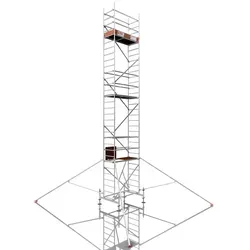 ALTEC Aluminium Fahrgerüst Rollfix 1.0 mit Fußplatten, Standardtraverse & Dreieckausleger, maximale Arbeitshöhe 10 Meter 70 cm x 150 cm x 900 cm