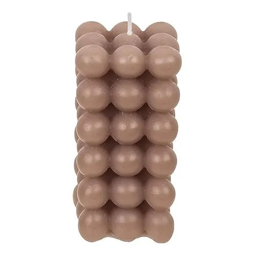 ReWu Kerze Echtwachskerze Stumpenkerze Bubble Braun Wohndekoration Weihnachten Geburtstag Formkerze 6 x 12 cm