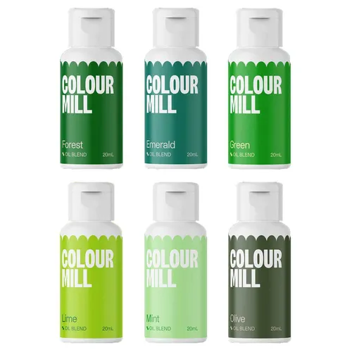 Colour Mill Lebensmittelfarbe Grün Color Set 6x 20ml Fettlöslich Ölbasis Flüssig