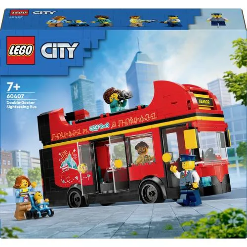 LEGO City Doppeldeckerbus 60407 - Spielzeugbus für Stadtrundfahrten, 384 Teile und 5 Minifiguren für fantasievolles Spielen