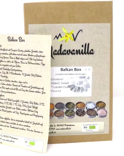  Balkan Box - Geschenkbox mit 4 Gewürzmischungen + Rezept Flyer 200g 1kg=62,5€