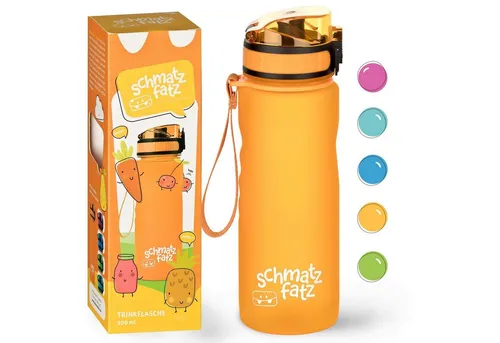 Klarstein schmatzfatz Trinkflasche - Trinkflasche für jeden Anlass, aus BPA-freiem Tritan, mit 1-Klick-Verschluss und Fruchtaufsatz für aromatisiertes Wasser – ideal für Schule, Sport und Reisen.