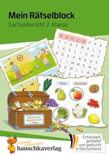 Mein Rätselblock Sachunterricht 2. Klasse: Rätsel für kluge Köpfe mit Lösungen - Förderung mit Freude (Das Rätselbuch für die Grundschule, Band 687)