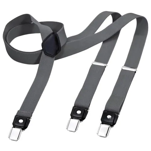 DonDon Hosenträger Herren grau schmal 2,5 cm - Extra starke Clips für Anzug - Hosenträger Herren extra stark - Ideal für Männer oder Damen Rockabilly Suspenders