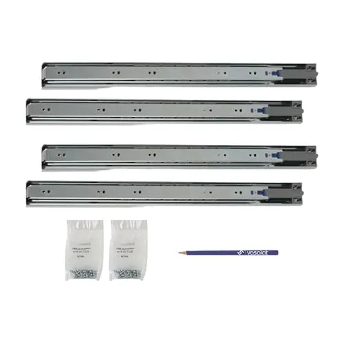Schubladenschienen 500mm softclose Kugelführung - Vollauszug mit integrierter Dämpfung, 32-Systemlochung - 2 Paar