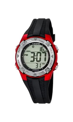 Calypso Unisex Chronograph Quarz Uhr K5685/6 - Armbanduhren für Jungen mit schwarzem Silikonarmband, digitalem Ziffernblatt und Stoppfunktion – perfekt für sportliche Aktivitäten.