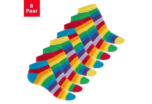 Footstar 8 PAAR Motiv Sneaker Socken Kurze süße Söckchen - Rainbow 35-38