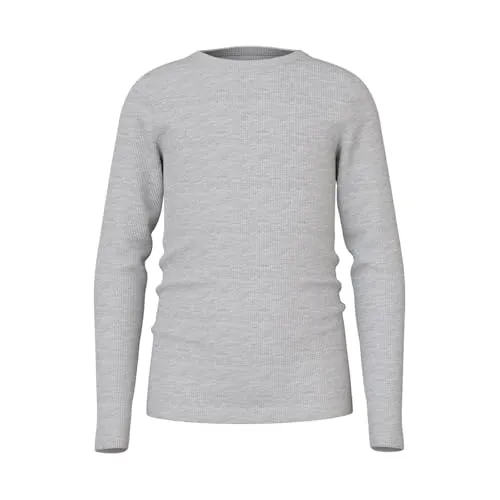 Name IT Mädchen Nkfnakal Short Top Noos Langarmshirt, Grey Melange, 158-164 EU