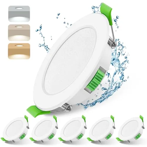 Mizlay LED Einbaustrahler Außen Dimmbar 7W 88mm (Lochmaß 70-75mm) 230V, IP44 LED Spots Warmweiß Neutralweiß Kaltweiß, Flach Deckenspots Einbauleuchten Einbauspot Weiß für Badezimmer Innen 6er Set