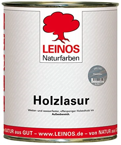 Wetterfeste Holzlasur für Außen 123 Friesenblau 0,75 Liter – offenporiger Holzschutz mit Filmschutz gegen Pilzbefall – für Fenster, Türen, Zäune & Pergolen – wasserabweisend, lasierend
