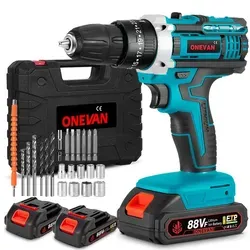 Akku-Bohrschrauber 21V Set mit 25+1 Drehmomentstufen und 2 Akkus - Vielseitiger Akku-Bohrschrauber mit 28 Nm Drehmoment und 25+3 Einstellungen für präzises Arbeiten. Inklusive 24 Zubehörteilen und Tragetasche für den einfachen Transport und die sichere Aufbewahrung.