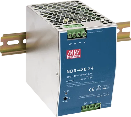 MW NDR-480-48 Schaltnetzteil - Netzteile mit 480 W Leistung, ideal für industrielle Anwendungen. Berührgeschützte Anschlüsse und Überlastschutz sorgen für Sicherheit und Zuverlässigkeit.