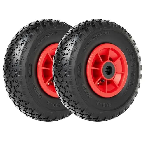 Wiltec 2x Rad 3.00-4 85 x 260 mm - Luftbereifung mit hervorragender Traktion und 90 kg Tragfähigkeit, ideal für Schubkarren und Transportgeräte, robust und langlebig.