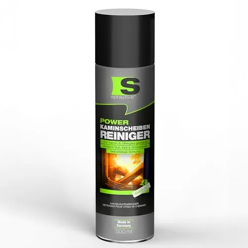 Spraytive 1 x 500 ml Power-Kaminscheibenreiniger – Aktivschaum-Spray für Kamin- & Ofenglas – entfernt Ruß, Fett & eingebrannte Rückstände selbsttätig – klare Sicht ohne Schrubben – Made in Germany