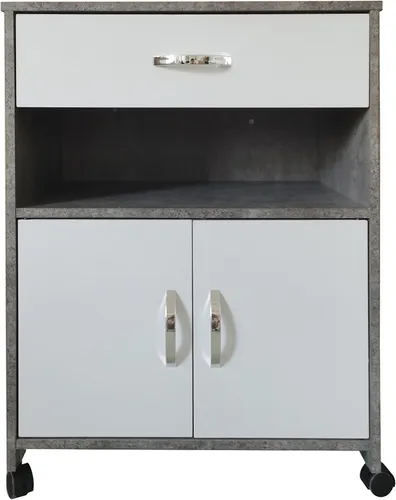 HTI-Line Mehrzweckschrank Blanca - Hochschrank mit Regalfächern und Schublade, ideal für Küche, Büro oder Garage. Mit 4 beweglichen Rollen für einfachen Transport und flexiblen Einsatz.