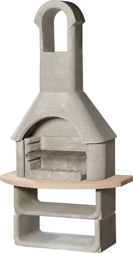 Buschbeck Grillkamin Las Palmas - Stabiler Beton-Grillkamin mit verchromtem Grillrost, ideal für entspannte Grillabende im Garten. Maße: 110x65x206 cm, Made in Germany.