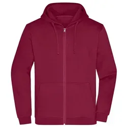 Herren Basic Kapuzen-Sweatjacke JN756 - Stylische Sweatjacke in wein-rot, Größe M | Hochwertige James & Nicholson Qualität mit angerauter Innenseite und praktischer Kängurutasche, ideal für Arbeit und Freizeit.