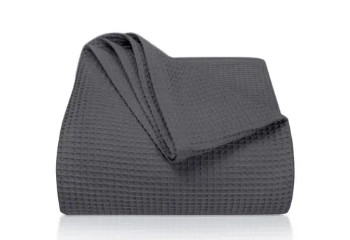 Produktbild Laynenburg Tagesdecke Waffelpique – 100% Baumwolle, grau, 150x200 cm