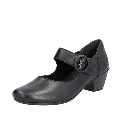 Rieker Damen Halbschuhe 41756 - Hausschuhe mit robuster, flexibler Eigenschaft und idealer Passform, aus hochwertigem Glattleder mit individuell verstellbarem Klettverschluss.