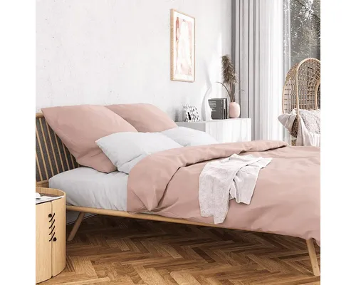 Wolkenfeld Bettwäsche 155x200 Mako Satin - Rosa - Bettwäsche-Sets aus 100% Baumwolle, traumhaft weich und atmungsaktiv für ein optimales Schlafklima, ideal für Sommer und Winter.