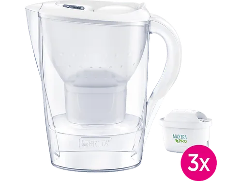 Brita Marella Wasserfilter 2,4 L Grau mit 3x Maxtra Pro Filterkartusche - Wasserfilter mit 2,4 L Kapazität, sorgt für sauberes und leckeres Wasser, ideal für den täglichen Gebrauch.