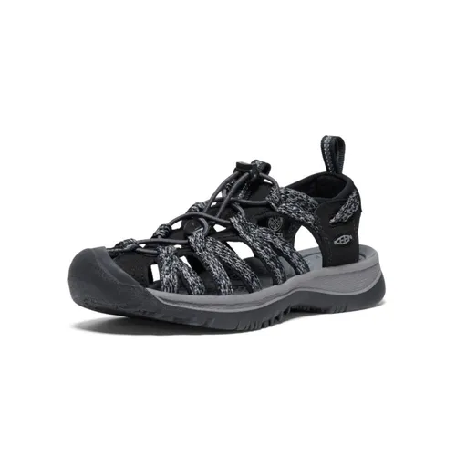 KEEN Damen Whisper Sandalen, Schwarz Black Steel Grey, 41 EU - Wanderschuhe: Wasserfest und maschinenwaschbar, ideal für Abenteuer im und am Wasser. Das BungeeCaptureSystem sorgt für perfekten Sitz und Komfort.
