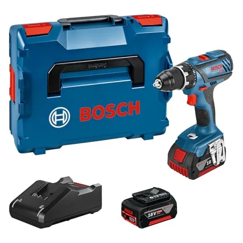 Bosch Akku-Bohrschrauber GSR 18V-28 - 18V, 2x 4,0Ah Akkus, 63 Nm Drehmoment für professionelle Leistung und ergonomisches Design