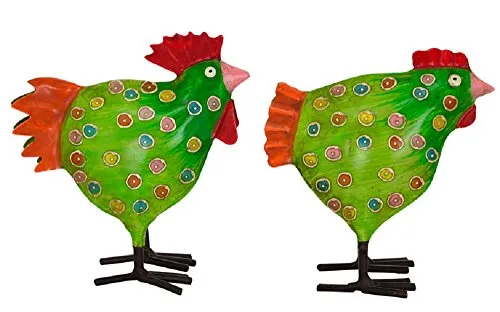 Dekorativer Hahn und Huhn Garten-Deko aus Metall von Exner