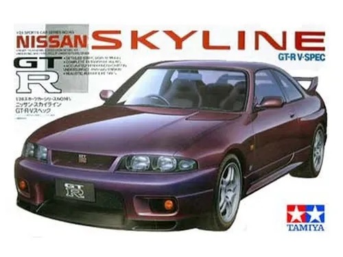 1:24 Nissan Skyline GT-R V-Spec - Bausatzmodell im Maßstab 1:24, detailgetreu mit Anleitung und Dekor, Länge 192 mm für Modellbau-Enthusiasten
