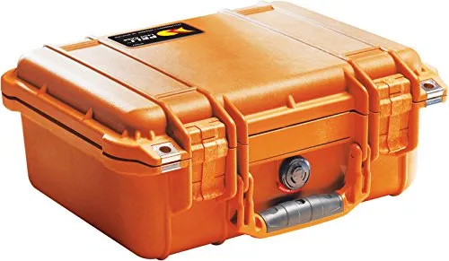 PELI 1400 Koffer für Kamera, Linsen, Drohnen, Empfindliches Elektronisches Equipment, IP67 Wasser- und Staubdicht, 9L Volumen, Ohne Schaum, Orange