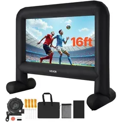 VEVOR Aufblasbare Filmleinwand 378x130x317cm - Beamer-Leinwand für Heimkino, schnell in 1 Minute aufblasbar, ideal für Filmabende im Freien oder Gartenpartys.