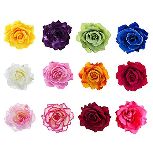 Stücke Haarclip Rosen Blumen Haarspangen,Blumen Haarspangen, Mehrfarbige Rose Haarspange Zubehör für Frauen Mädchen Party Strandhochzeit 12