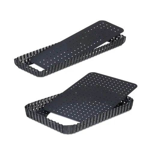 Tarteform Tarte Backform Antihaft Kuchenform rechteckig Mikrolöcher 2 Größen