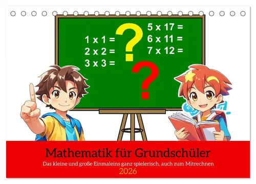 CALVENDO Wandkalender Mathematik für Grundschüler (Tischkalender 2026 DIN A5 quer), CALVENDO