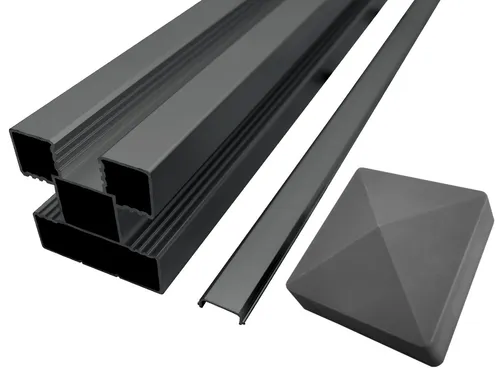 WPC Sichtschutz Zaun Zaunpfosten Aluminium Pfosten anthrazit 135 x 6,8 x 6,8 cm