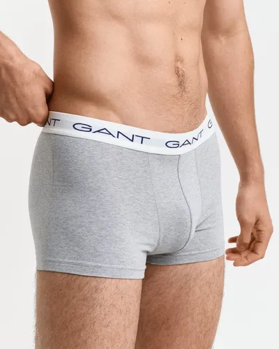 Gant Herren 3-Pack Trunk, Grau Meliert - Retroshorts für Herren mit schmaler Passform, kurzem Bein und einem bequemen gestrickten Jacquardbund für optimalen Tragekomfort.