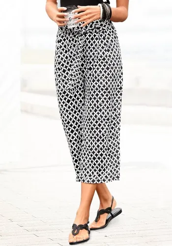 LASCANA Culotte schwarz-sand-bedruckt Größe 38 - Sonstige Hosen mit einzigartigem Alloverdruck, jedes Teil ein Unikat. Bequem und stilvoll mit Bindegürtel, ideal für lässige Sommerlooks.